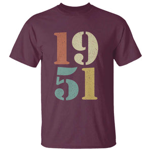 75th Birthday T Shirt Classic Retro 1951 70 Year Old Gifts TS10 Maroon Print Your Wear