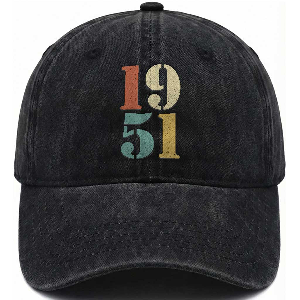 75th Birthday Washed Cotton Baseball Cap Classic Retro 1951 70 Year Old Gifts TS10 Print Your Wear
