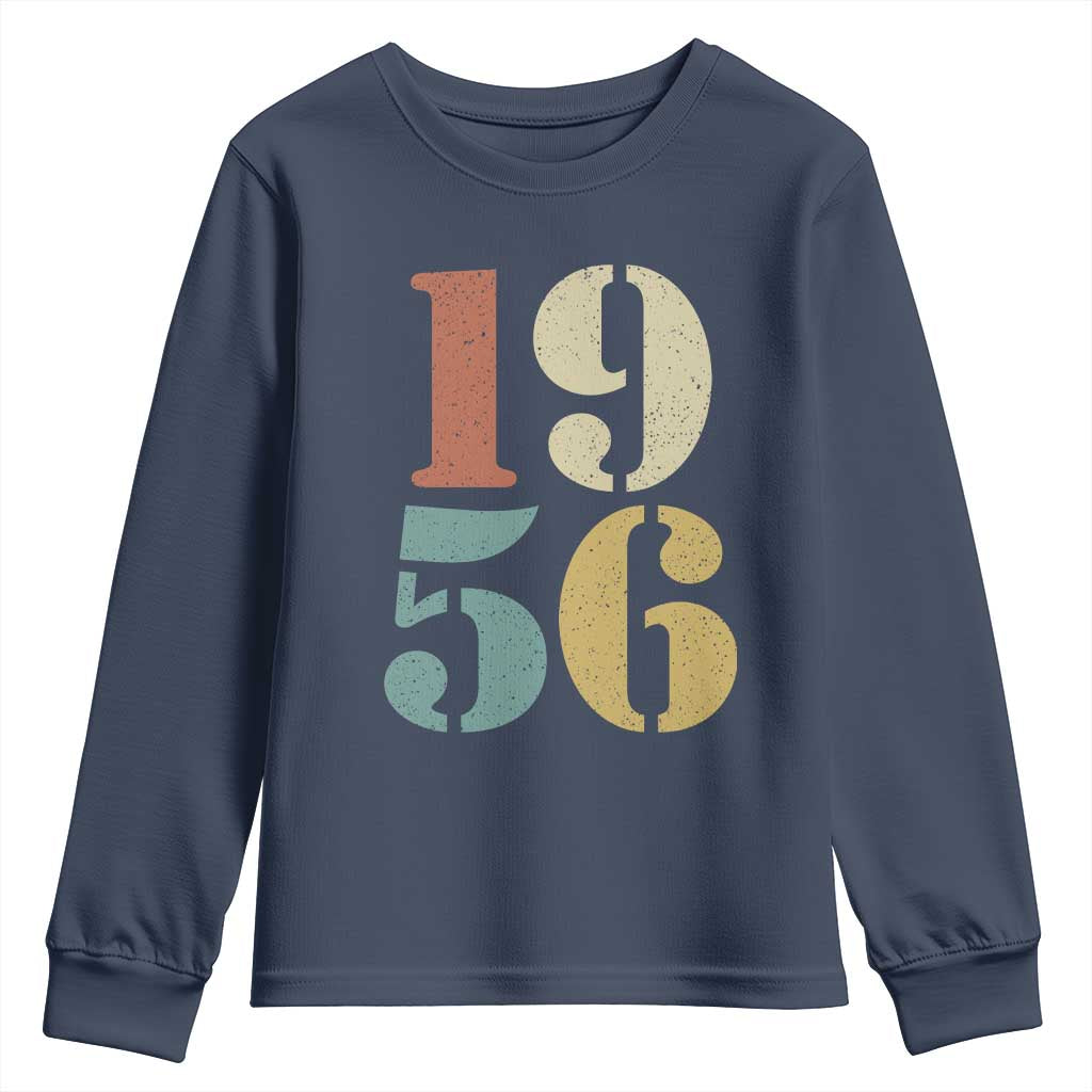 70th Birthday Youth Sweatshirt Classic Retro 1956 70 Year Old Gifts TS10 Navy Print Your Wear