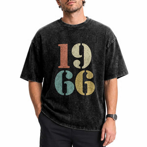 60th Birthday Washed Cotton T-Shirt Classic Retro 1966 60 Year Old Gifts
