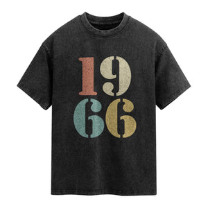 60th Birthday Washed Cotton T-Shirt Classic Retro 1966 60 Year Old Gifts