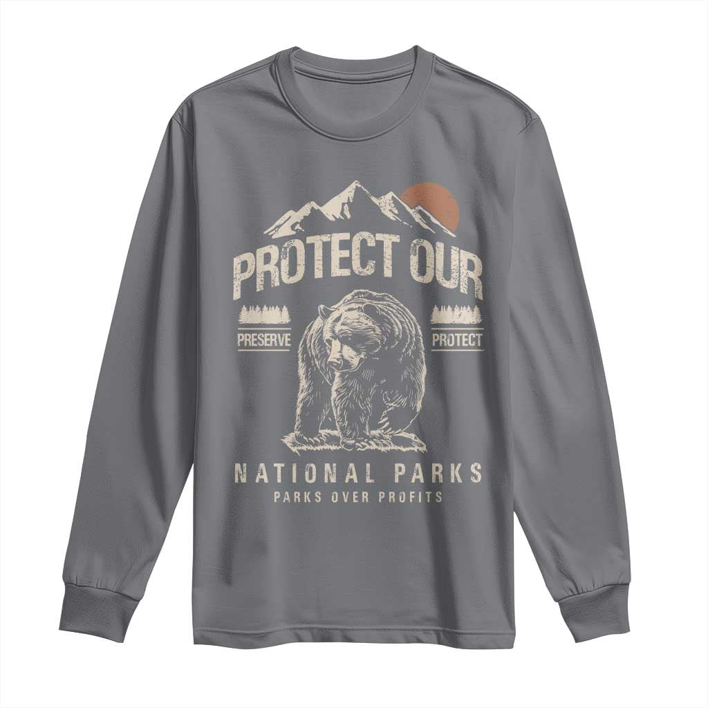 Protect Our National Parks Long Sleeve Shirt TS10 Charcoal Print Your Wear