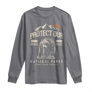 Protect Our National Parks Long Sleeve Shirt TS10 Charcoal Print Your Wear