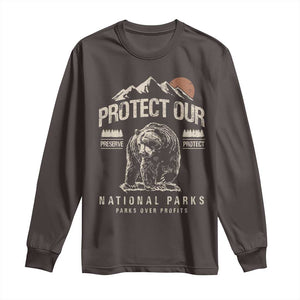 Protect Our National Parks Long Sleeve Shirt TS10 Dark Chocolate Print Your Wear