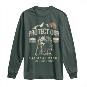 Protect Our National Parks Long Sleeve Shirt TS10 Dark Forest Green Print Your Wear