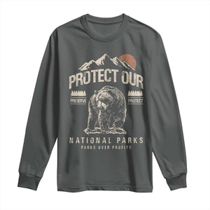 Protect Our National Parks Long Sleeve Shirt TS10 Dark Heather Print Your Wear