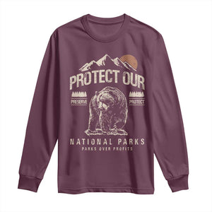 Protect Our National Parks Long Sleeve Shirt TS10 Maroon Print Your Wear