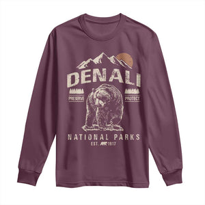 Denali National Park Long Sleeve Shirt Alaska Mountain Mountain Camping Hiking Mountaineering TS10 Maroon Print Your Wear