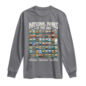 Protect Our National Parks Long Sleeve Shirt 63 Parks Over Profits Camping Hiking Sunrise Pine Tree TS10 Charcoal Print Your Wear