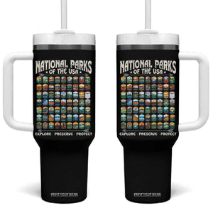 Protect Our National Parks Tumbler With Handle 63 Parks Over Profits Camping Hiking Sunrise Pine Tree TS10 One Size: 40 oz Black Print Your Wear