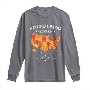 Protect Our National Parks Long Sleeve Shirt Of The Usa Map NPS TS10 Charcoal Print Your Wear