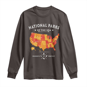 Protect Our National Parks Long Sleeve Shirt Of The Usa Map NPS TS10 Dark Chocolate Print Your Wear