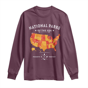 Protect Our National Parks Long Sleeve Shirt Of The Usa Map NPS TS10 Maroon Print Your Wear