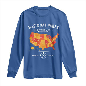 Protect Our National Parks Long Sleeve Shirt Of The Usa Map NPS TS10 Royal Blue Print Your Wear