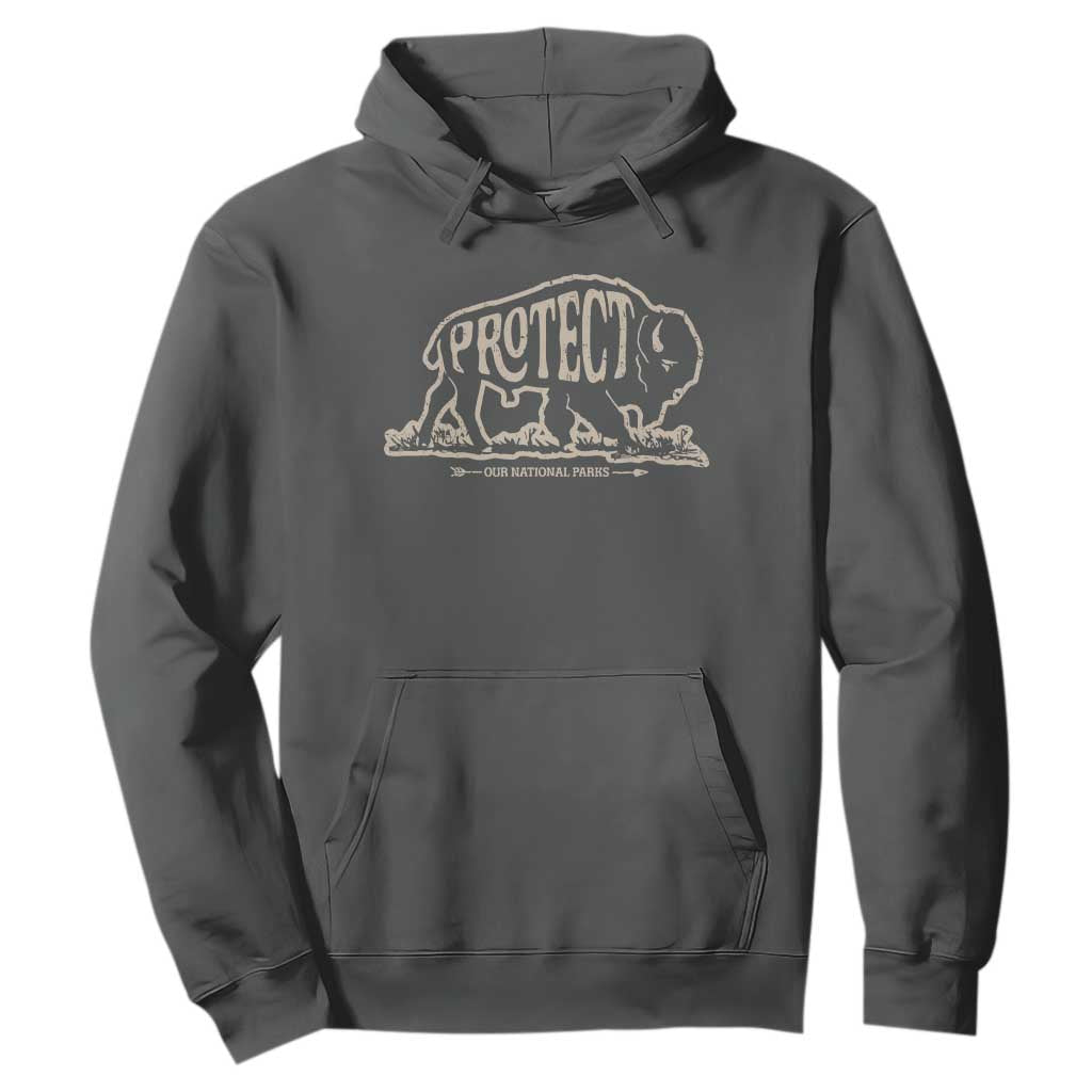 Protect Our National Parks Hoodie Bison Buffalo Vintage TS10 Dark Heather Print Your Wear