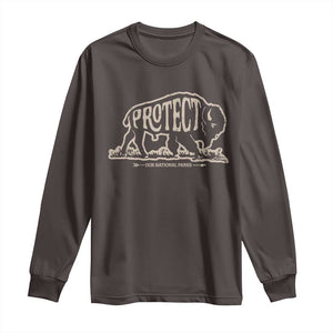 Protect Our National Parks Long Sleeve Shirt Bison Buffalo Vintage TS10 Dark Chocolate Print Your Wear