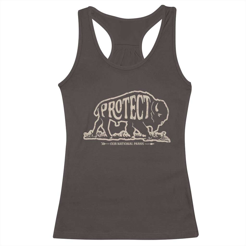 Protect Our National Parks Racerback Tank Top Bison Buffalo Vintage TS10 Dark Chocolate Print Your Wear