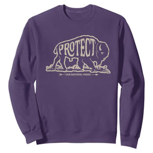 Protect Our National Parks Sweatshirt Bison Buffalo Vintage TS10 Purple Print Your Wear
