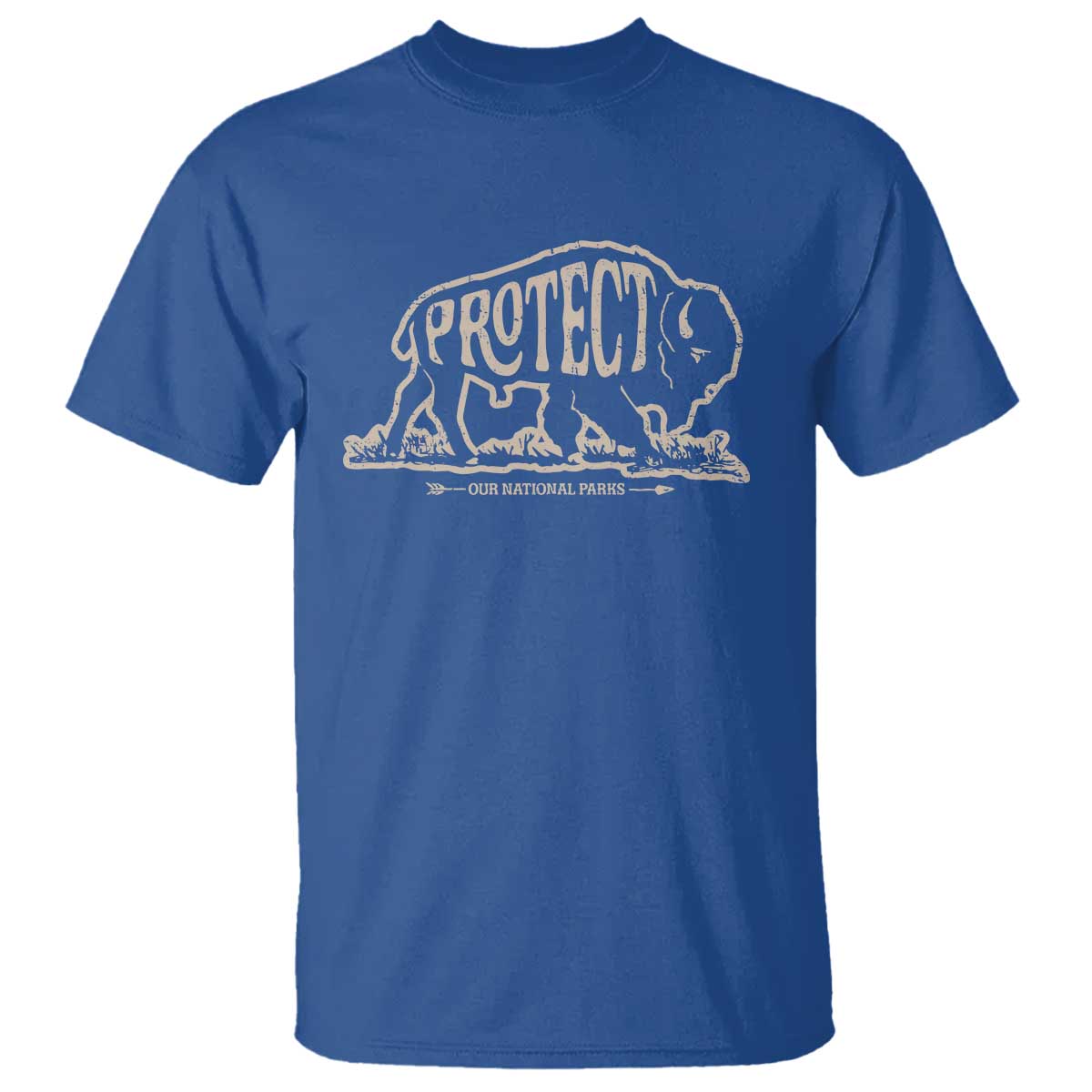 Protect Our National Parks T Shirt Bison Buffalo Vintage TS10 Royal Blue Print Your Wear