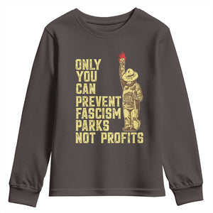 Protect Our National Parks Youth Sweatshirt Bear Progressive Funny Gift TS10 Dark Chocolate Print Your Wear