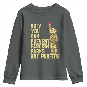 Protect Our National Parks Youth Sweatshirt Bear Progressive Funny Gift TS10 Dark Heather Print Your Wear