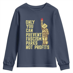Protect Our National Parks Youth Sweatshirt Bear Progressive Funny Gift TS10 Navy Print Your Wear