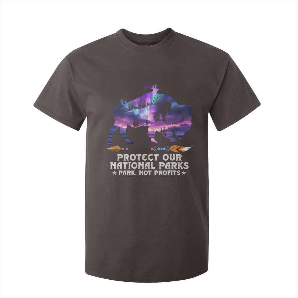 Protect Our National Parks T Shirt For Kid Bison Forest Starscape Aurora TS10 Dark Chocolate Print Your Wear