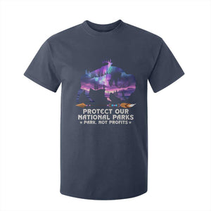 Protect Our National Parks T Shirt For Kid Bison Forest Starscape Aurora TS10 Navy Print Your Wear