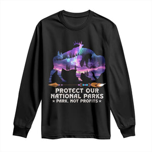 Protect Our National Parks Long Sleeve Shirt Bison Forest Starscape Aurora TS10 Black Print Your Wear