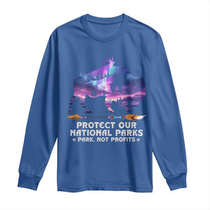 Protect Our National Parks Long Sleeve Shirt Bison Forest Starscape Aurora TS10 Royal Blue Print Your Wear