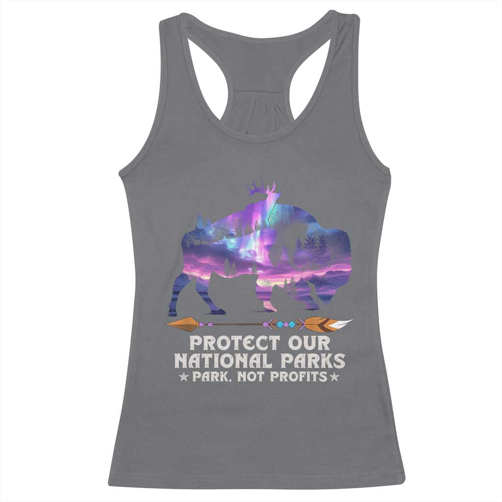 Protect Our National Parks Racerback Tank Top Bison Forest Starscape Aurora TS10 Charcoal Print Your Wear