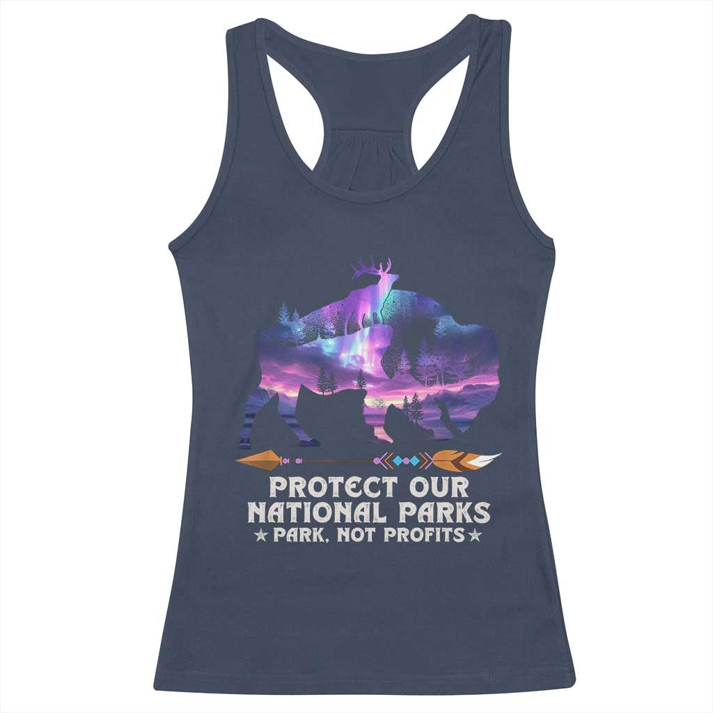 Protect Our National Parks Racerback Tank Top Bison Forest Starscape Aurora TS10 Navy Print Your Wear