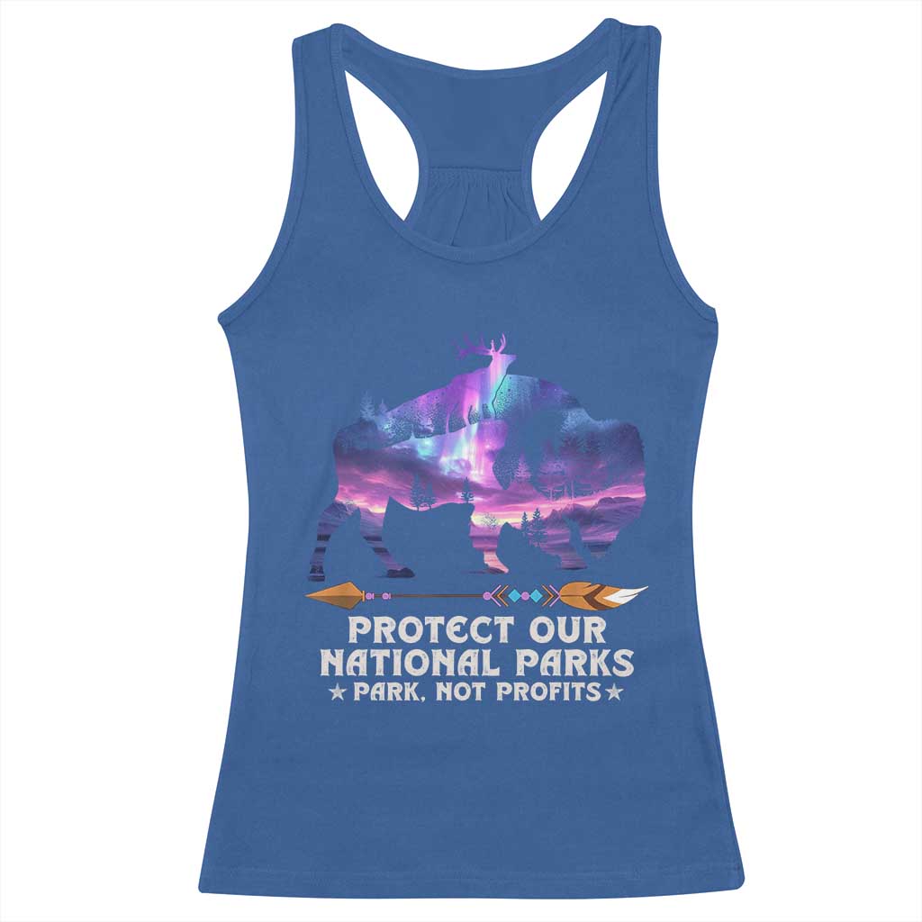 Protect Our National Parks Racerback Tank Top Bison Forest Starscape Aurora TS10 Royal Blue Print Your Wear
