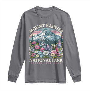 Mount Rainier National Park Long Sleeve Shirt Retro Vintage Wildflowers TS10 Charcoal Print Your Wear