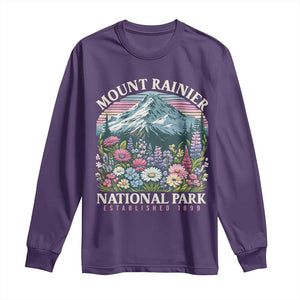 Mount Rainier National Park Long Sleeve Shirt Retro Vintage Wildflowers TS10 Purple Print Your Wear