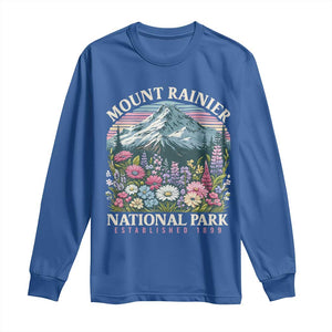 Mount Rainier National Park Long Sleeve Shirt Retro Vintage Wildflowers TS10 Royal Blue Print Your Wear