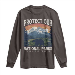 Protect Our National Parks Long Sleeve Shirt Vintage NPS Bear Mountains TS10 Dark Chocolate Print Your Wear