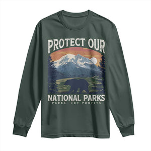 Protect Our National Parks Long Sleeve Shirt Vintage NPS Bear Mountains TS10 Dark Forest Green Print Your Wear