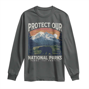 Protect Our National Parks Long Sleeve Shirt Vintage NPS Bear Mountains TS10 Dark Heather Print Your Wear