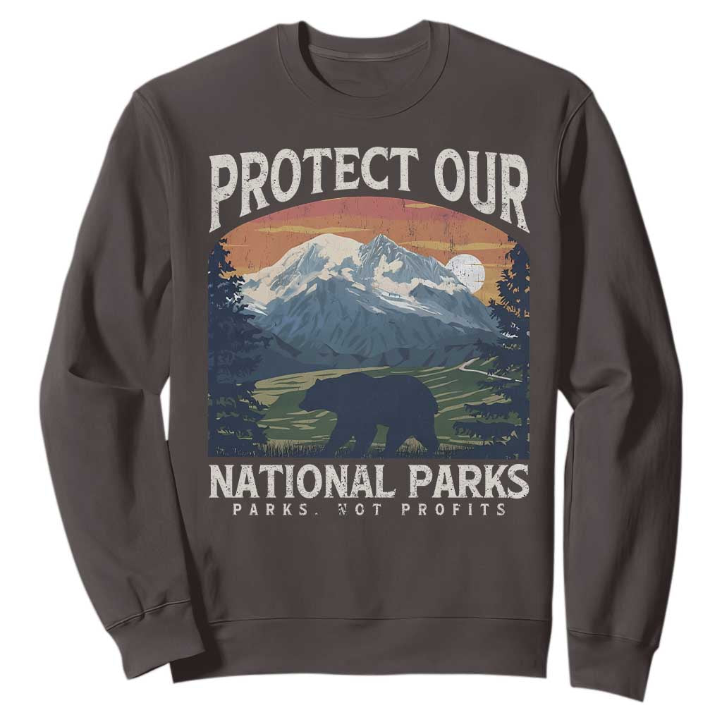 Protect Our National Parks Sweatshirt Vintage NPS Bear Mountains TS10 Dark Chocolate Print Your Wear