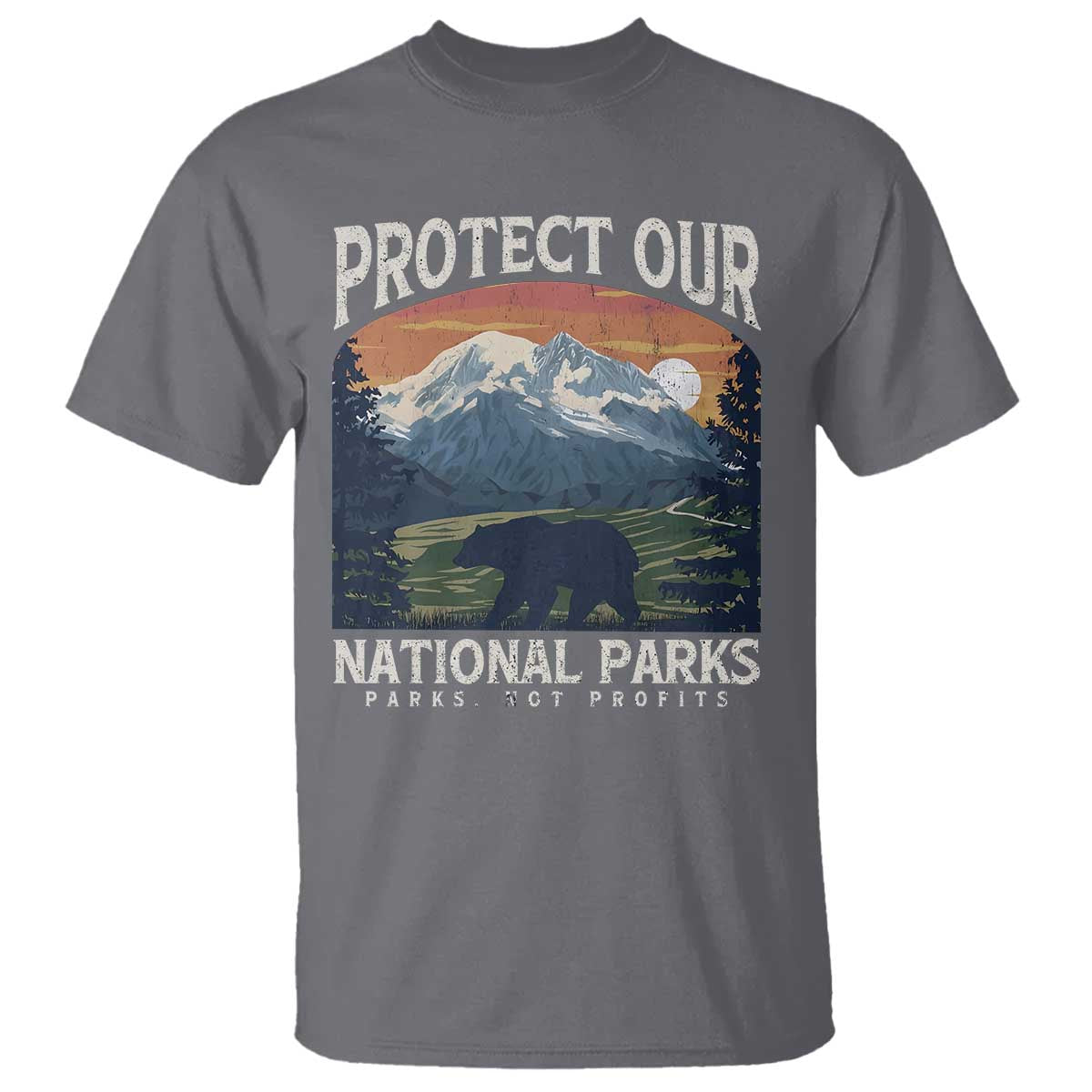 Protect Our National Parks T Shirt Vintage NPS Bear Mountains TS10 Charcoal Print Your Wear