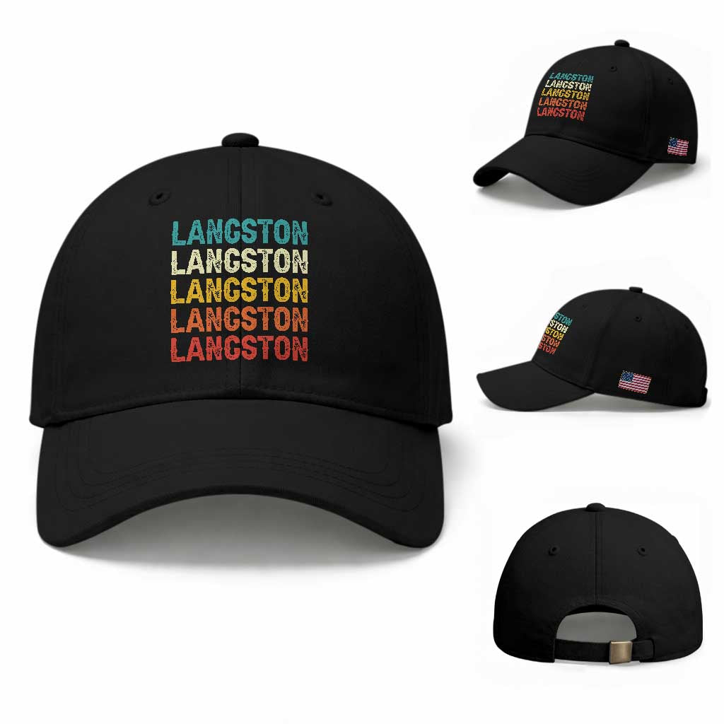Langston Baseball Cap Oklahoma Retro Vintage City TS10 Baseball Cap Universal Fit Black Print Your Wear