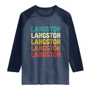 Langston Raglan Shirt Oklahoma Retro Vintage City TS10 Heather Denim Navy Print Your Wear