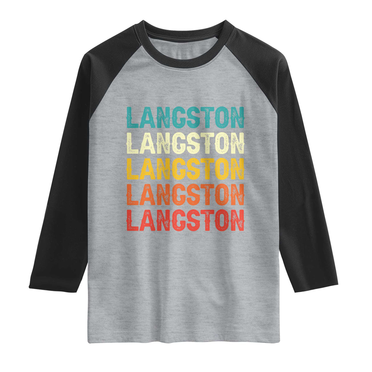 Langston Raglan Shirt Oklahoma Retro Vintage City TS10 Heather Gray Black Print Your Wear