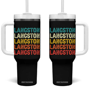 Langston Tumbler With Handle Oklahoma Retro Vintage City TS10 One Size: 40 oz Black Print Your Wear