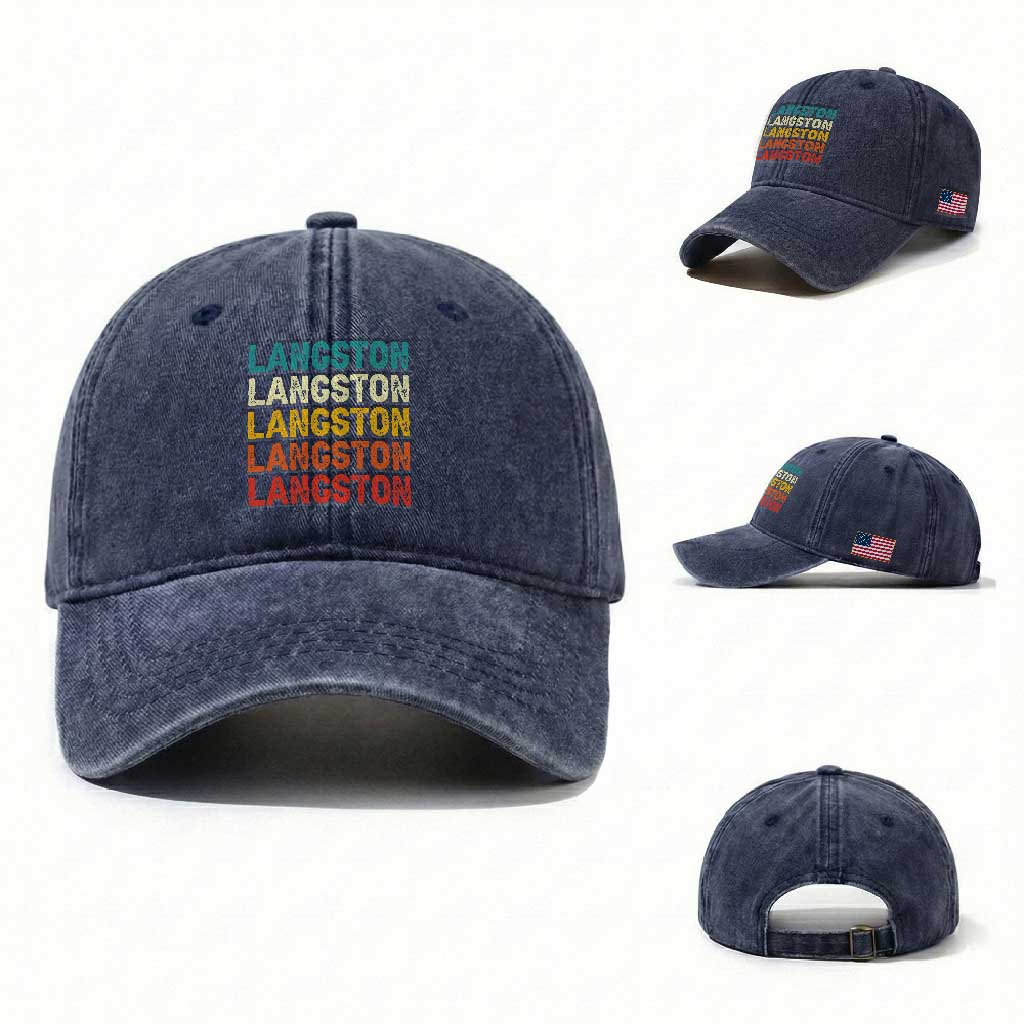 Langston Washed Cotton Baseball Cap Oklahoma Retro Vintage City TS10 Washed Cap Universal Fit Navy Print Your Wear