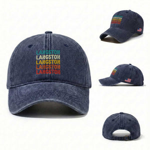 Langston Washed Cotton Baseball Cap Oklahoma Retro Vintage City TS10 Washed Cap Universal Fit Navy Print Your Wear