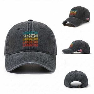 Langston Washed Cotton Baseball Cap Oklahoma Retro Vintage City TS10 Washed Cap Universal Fit Dark Gray Print Your Wear