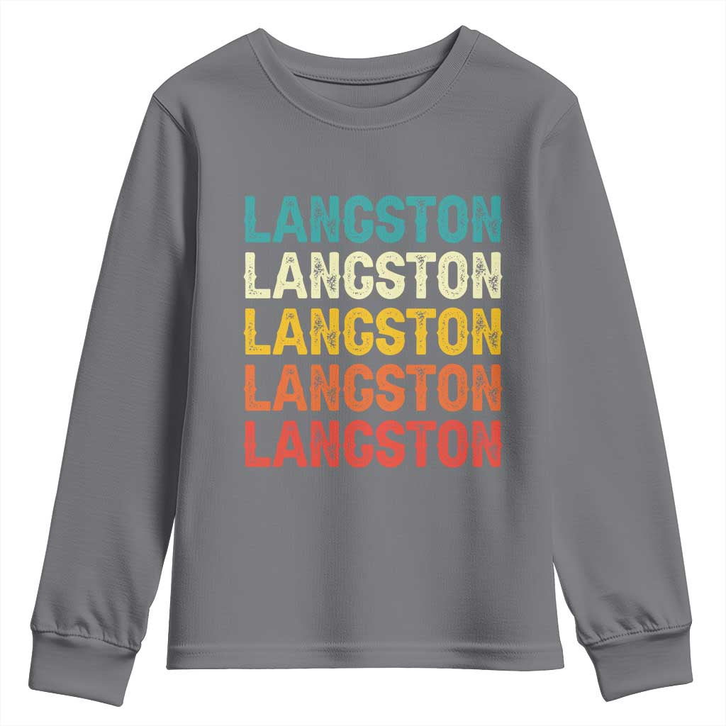 Langston Youth Sweatshirt Oklahoma Retro Vintage City TS10 Charcoal Print Your Wear