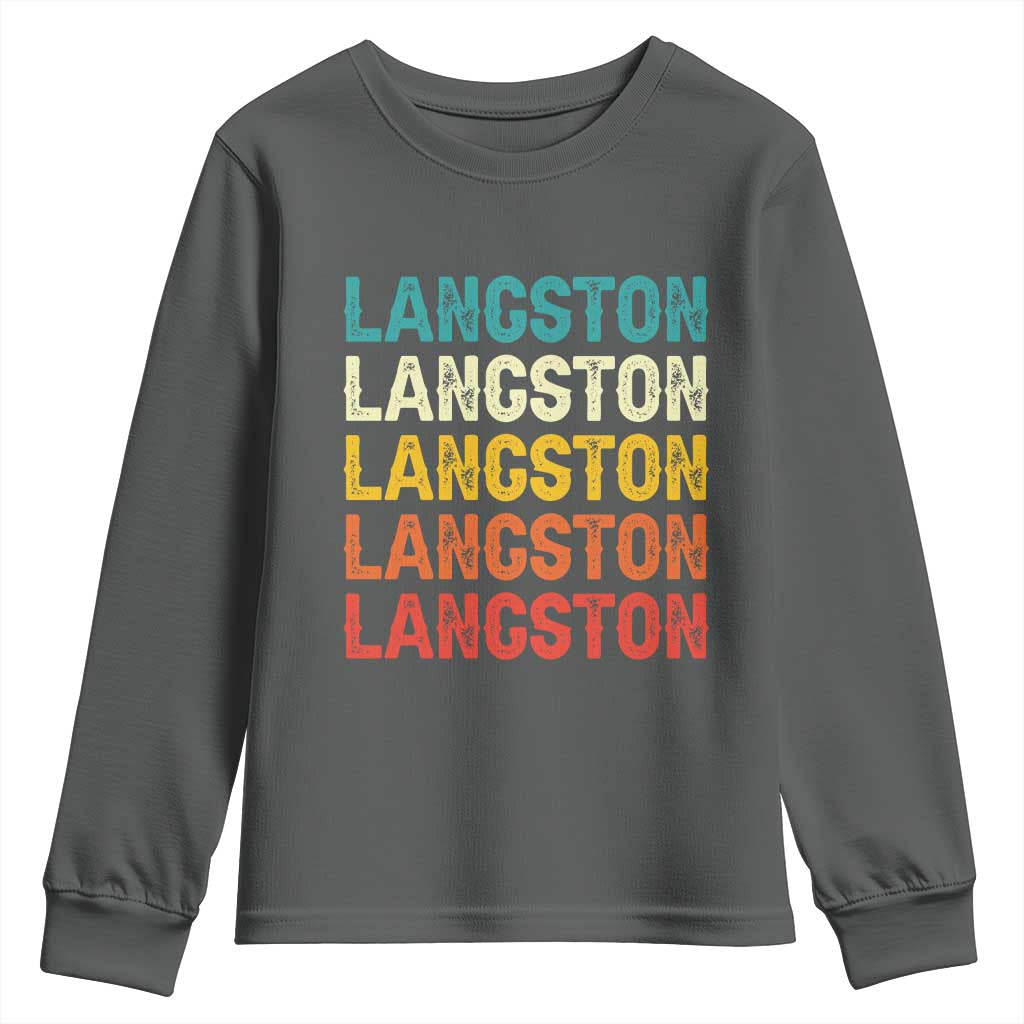 Langston Youth Sweatshirt Oklahoma Retro Vintage City TS10 Dark Heather Print Your Wear